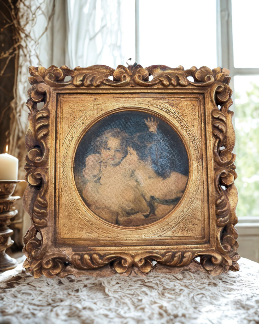 Gold Baroque Cherub Art
