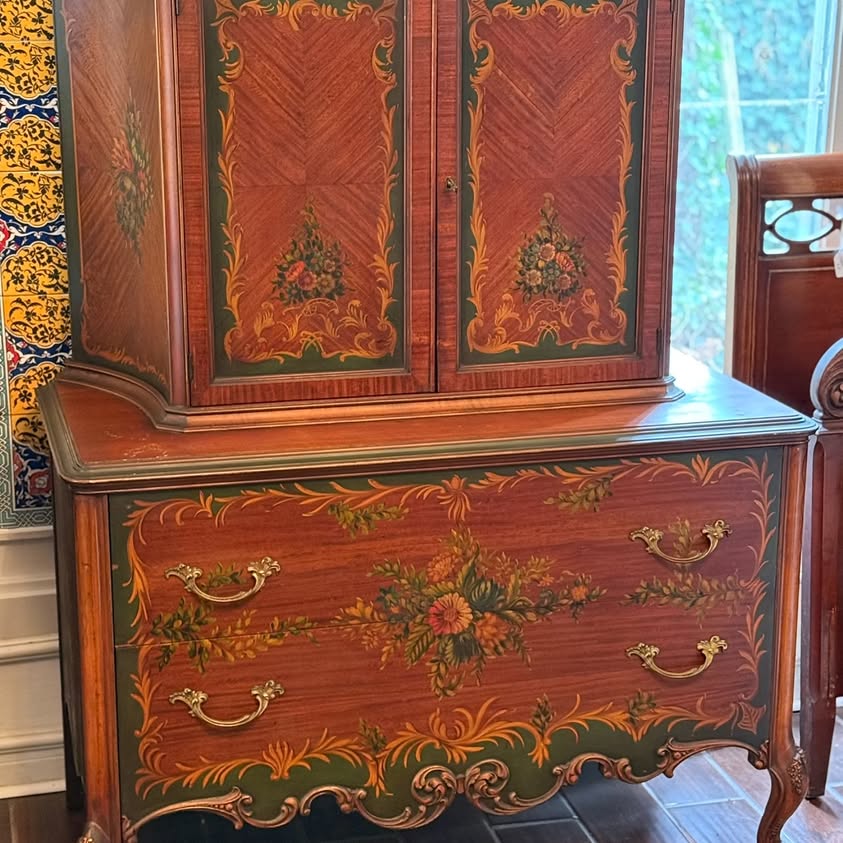 Adam's Style Hand Painted Decorated Chest on Chest