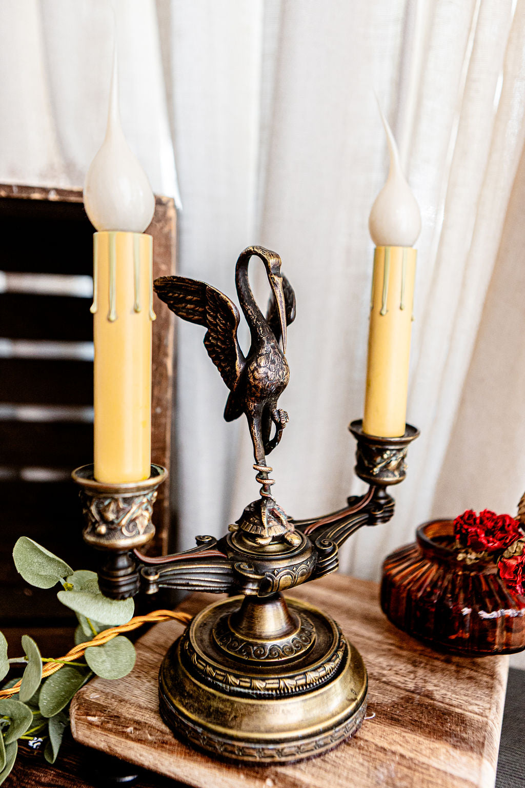 Heron with Snake Ormolu Candelabra