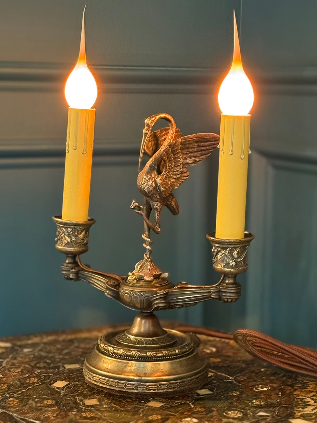 Heron with Snake Ormolu Candelabra