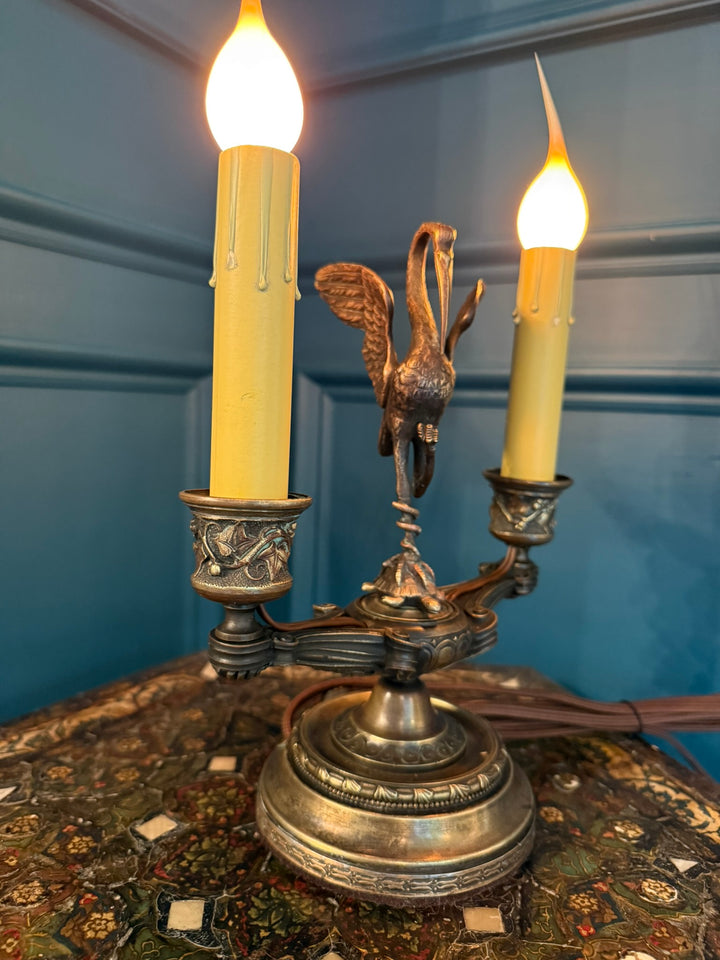 Heron with Snake Ormolu Candelabra