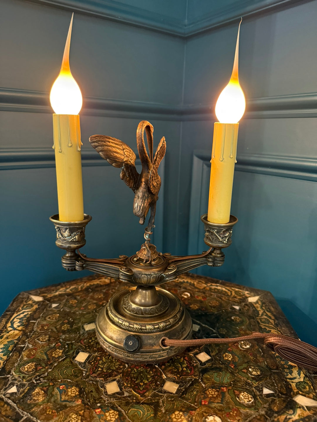 Heron with Snake Ormolu Candelabra