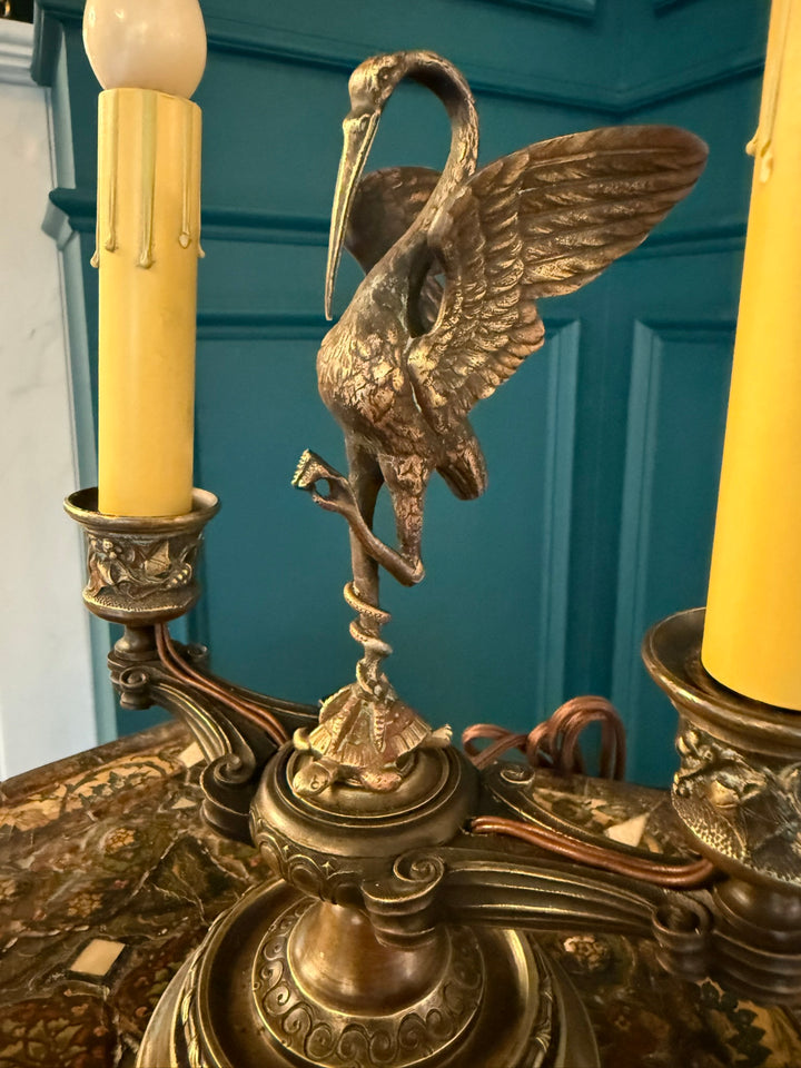 Heron with Snake Ormolu Candelabra