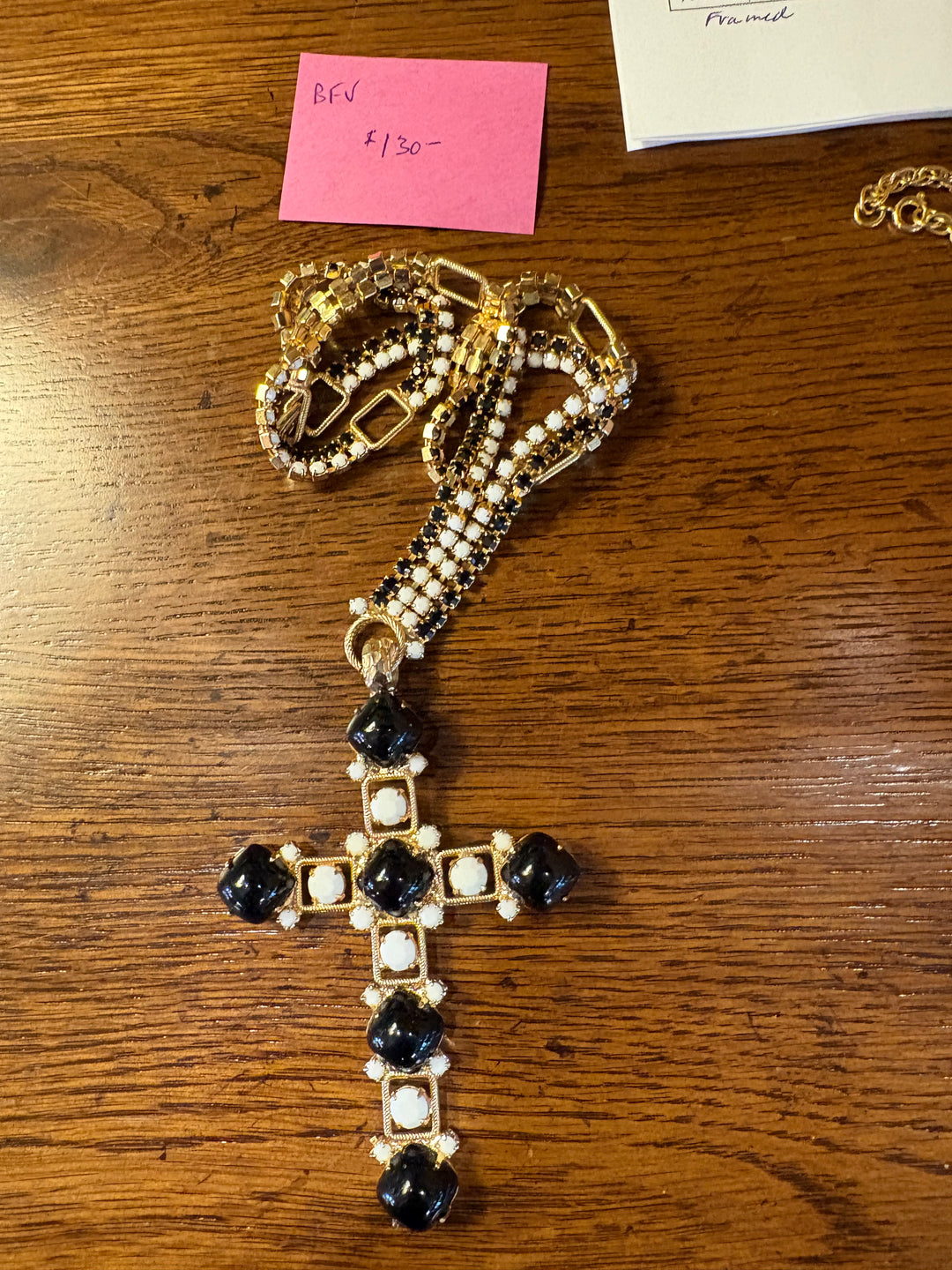 Black & White Cross Pendant Necklace