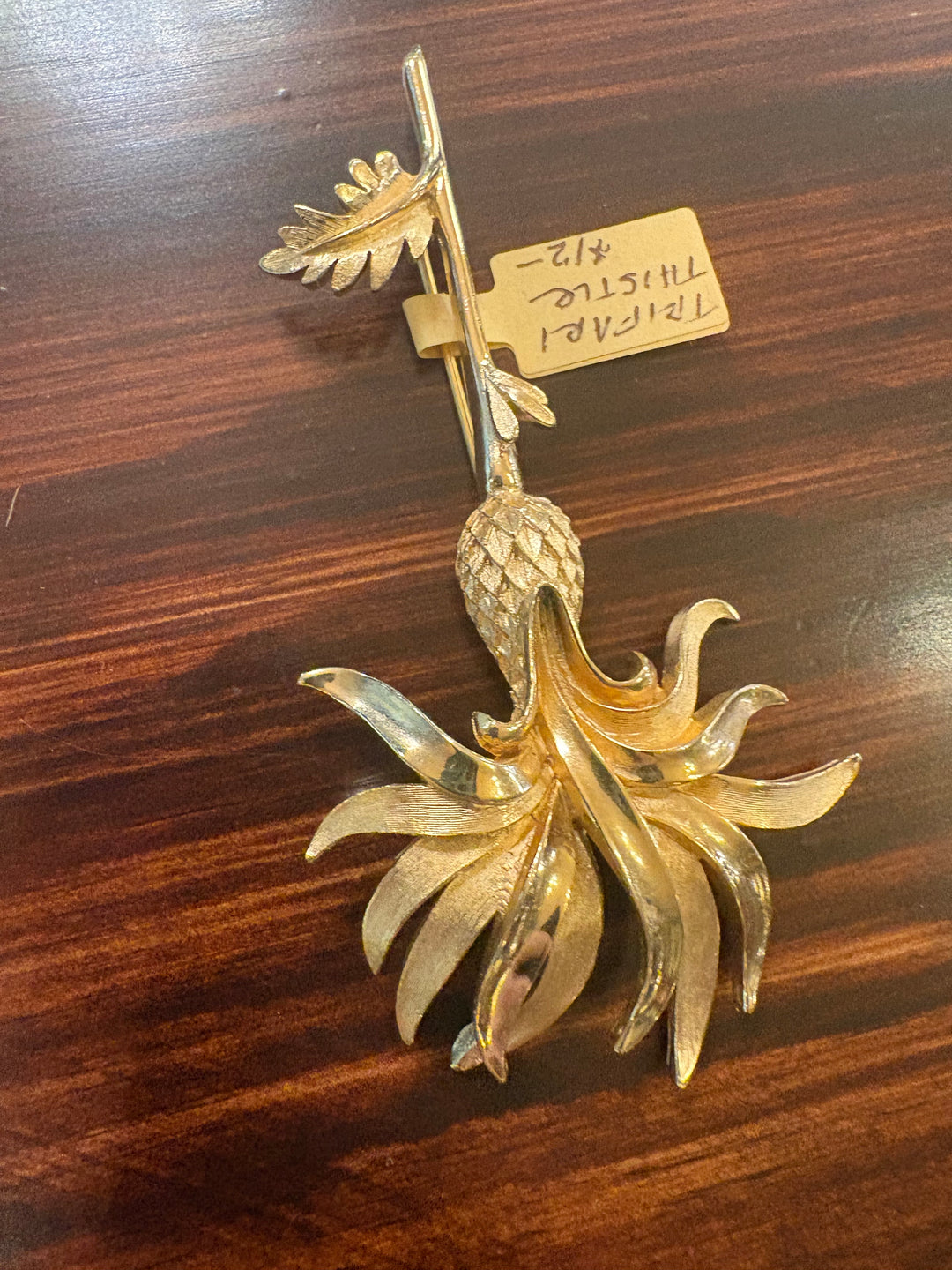 Gold Tone Thistle Brooch
