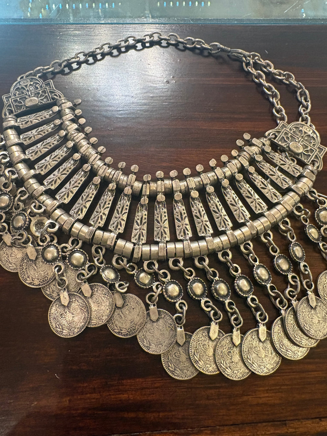 Coin Fringe Statement Necklace