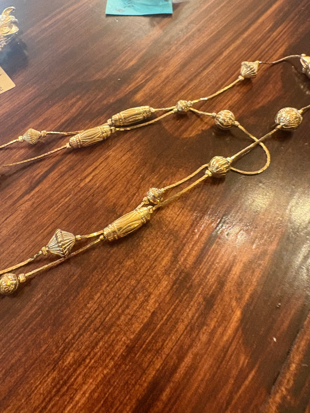 Gold Tone Two Strand Beaded Necklace
