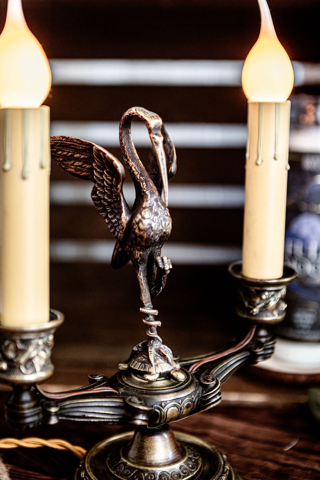 Heron with Snake Ormolu Candelabra