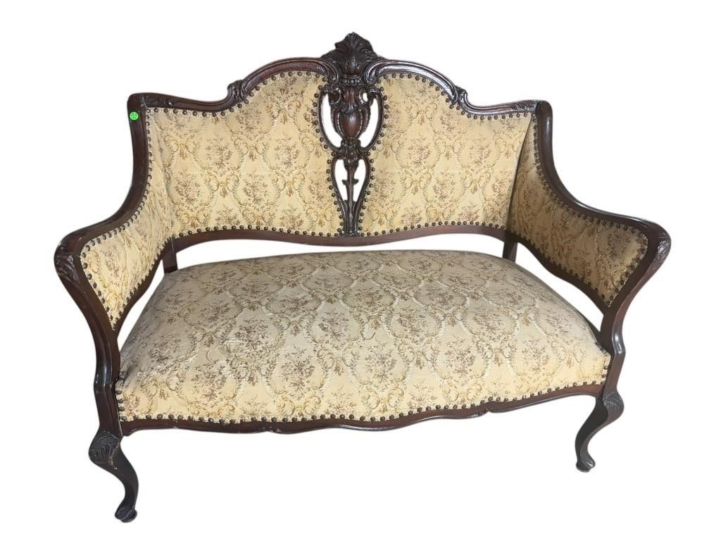 French Carved Mahogany Settee